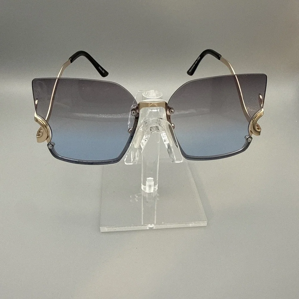 Super OVERSIZED XXL Very Large Square Gold Baroque Designer Sunglasses-Jackie-O